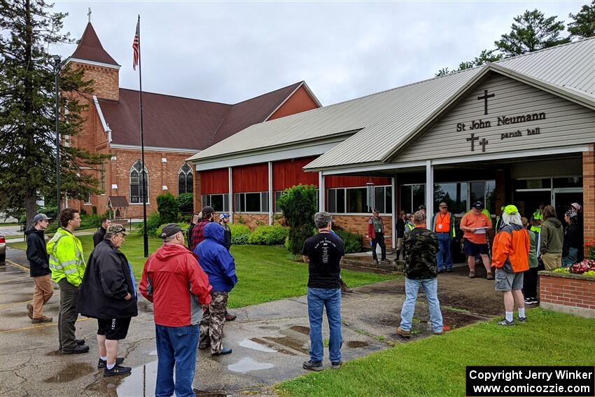 Workers meeting prior to the event.