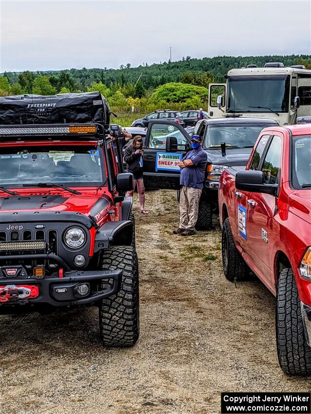 Sweep vehicles are ready before the start of the event.