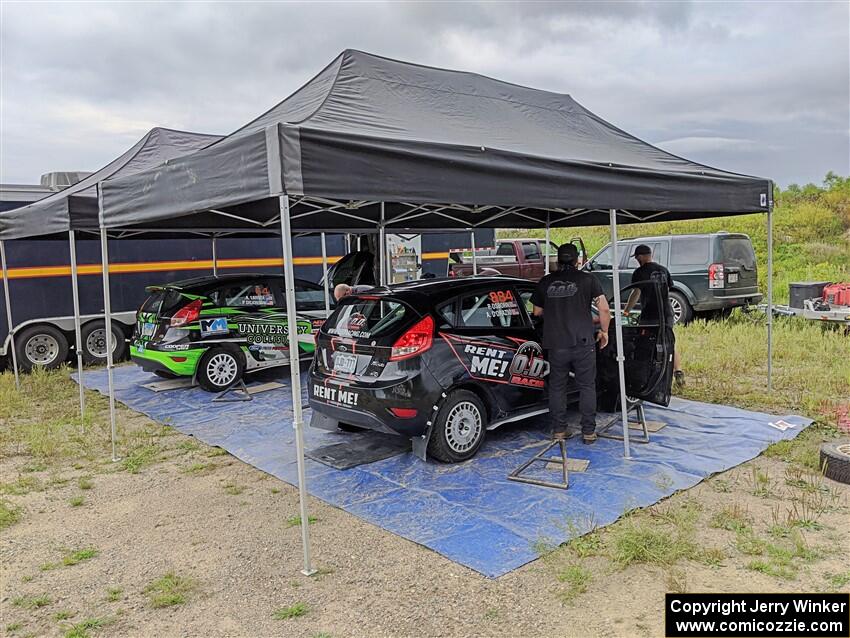 Paul Dickinson / Alison LaRoza Ford Fiesta and Andre D'Orazio / Preston Osborn Ford Fiesta R1 before the start of the event.