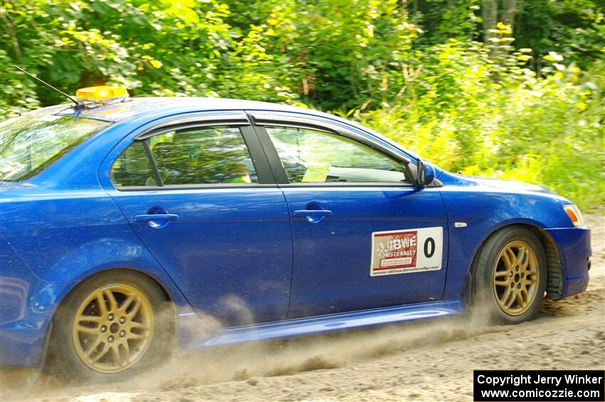 The '0' car, a Mitshibishi Lancer GTS, on SS4, Steamboat II.