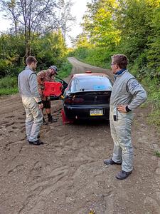 Josh Smith / Drake Hughes Mazda MX-3 refuels after running out on SS4, Crossroads II.