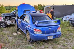 Josh Armantrout / Dan Kelly Subaru WRX STi after day one of the rally.