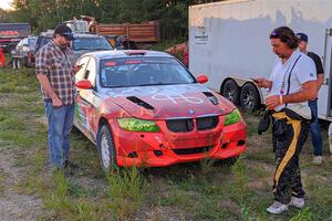 George Hammerbeck / Lewis May BMW 335xi after day one of the rally.