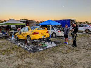 Kevin Allen / Liz Cordara Subaru Impreza after day one of the rally.