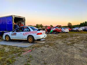 Chuck Surdyke / Cameron Carr Subaru Impreza after day one of the rally.