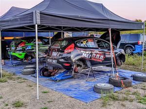 Paul Dickinson / Alison LaRoza Ford Fiesta and Andre D'Orazio / Preston Osborn Ford Fiesta R1 after day one of the rally.