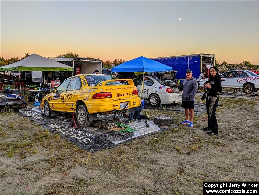 Kevin Allen / Liz Cordara Subaru Impreza after day one of the rally.