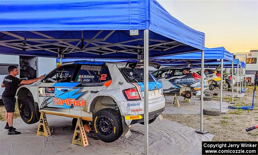 Barry McKenna / Leon Jordan Skoda Fabia after day one of the rally.