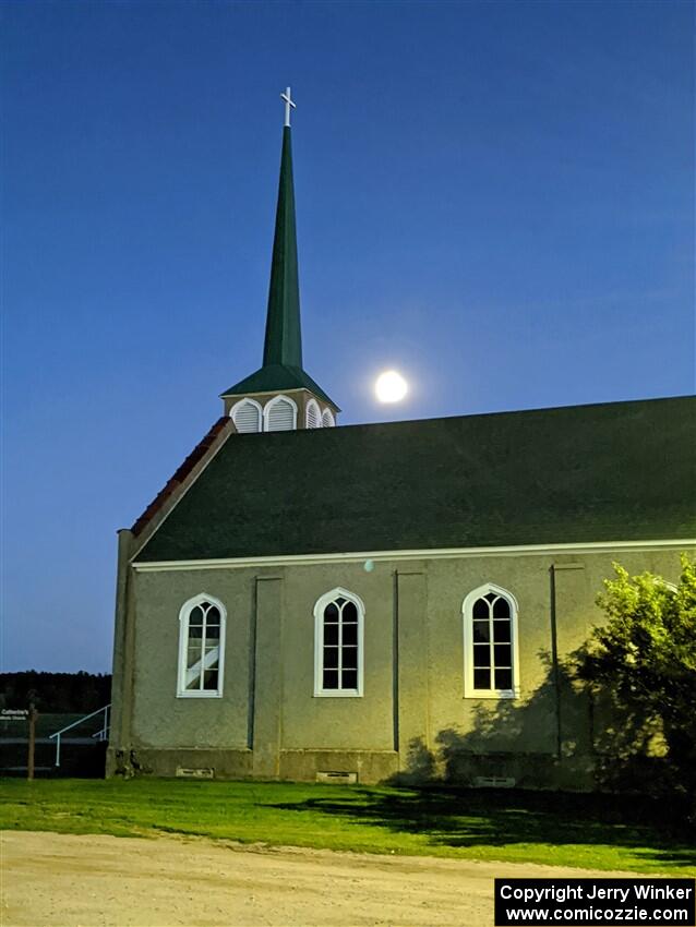 St. Catherine's Catholic Church after sundown.