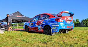 Jeff Seehorn / Matt James Subaru WRX STi prior to the start of day two.