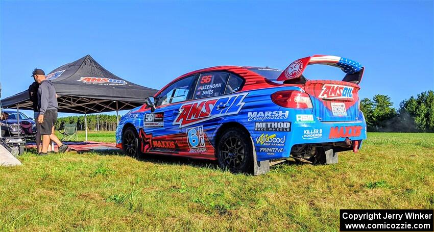 Jeff Seehorn / Matt James Subaru WRX STi prior to the start of day two.