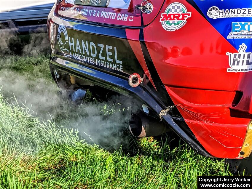 Piotr Fetela / Aris Mantopoulos Ford Fiesta Proto warms up prior to the start of day two.