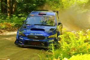 Travis Pastrana / Rhianon Gelsomino Subaru WRX STi on SS8, Height O' Land I.