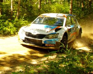 Barry McKenna / Leon Jordan Skoda Fabia at speed on SS10, Strawberrry Mountain II.