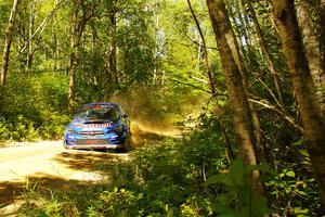 Brandon Semenuk / John Hall Subaru WRX STi at speed on SS10, Strawberrry Mountain II.