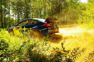 Brandon Semenuk / John Hall Subaru WRX STi at speed on SS10, Strawberrry Mountain II.