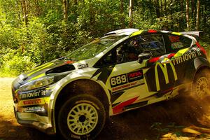 Ryan Booth / Nick Dobbs Ford Fiesta R5 at speed on SS10, Strawberrry Mountain II.