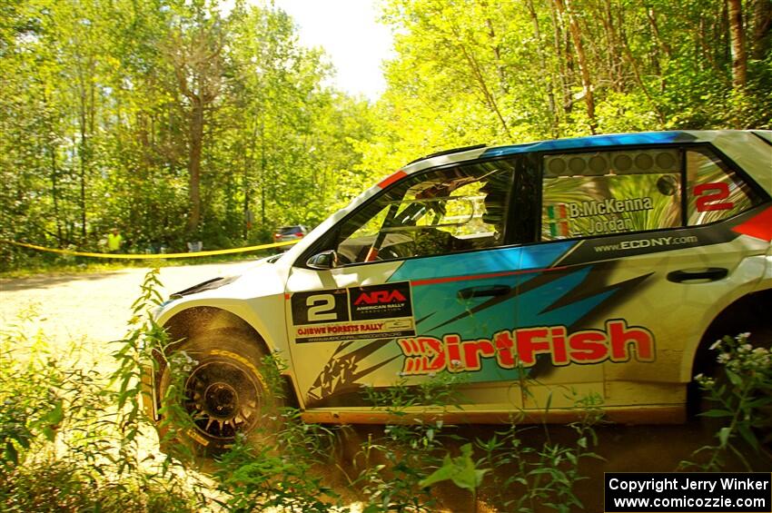 Barry McKenna / Leon Jordan Skoda Fabia at speed on SS10, Strawberrry Mountain II.