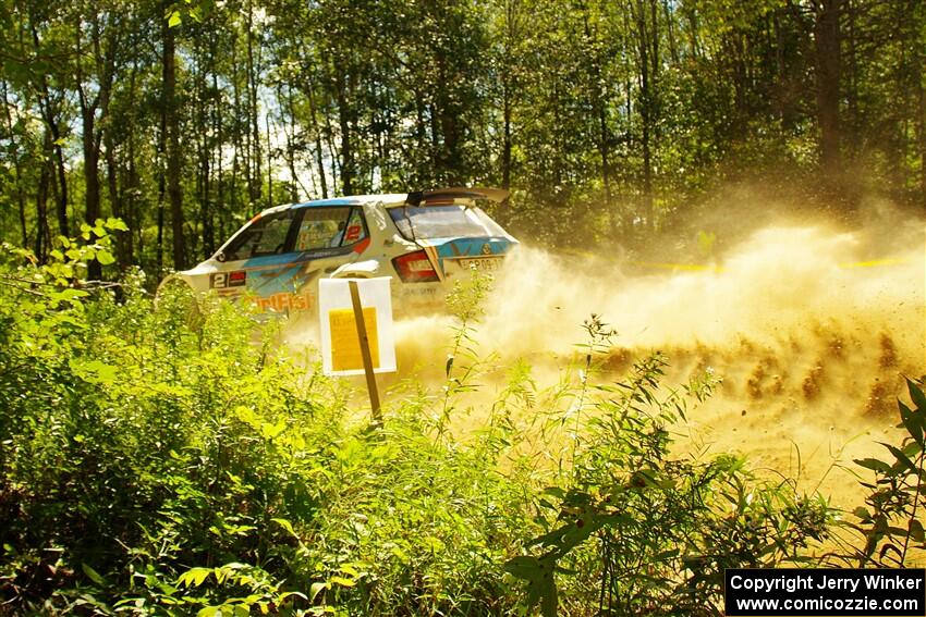 Barry McKenna / Leon Jordan Skoda Fabia at speed on SS10, Strawberrry Mountain II.