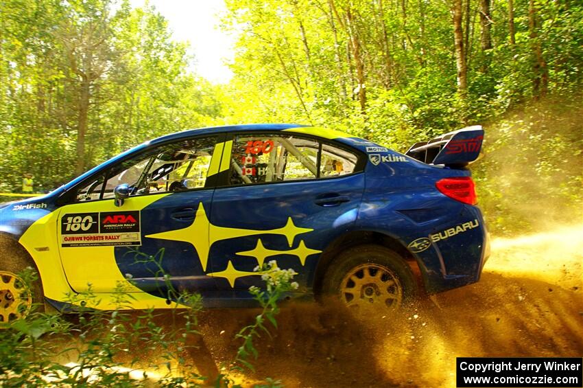 Brandon Semenuk / John Hall Subaru WRX STi at speed on SS10, Strawberrry Mountain II.