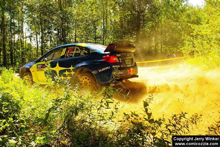 Brandon Semenuk / John Hall Subaru WRX STi at speed on SS10, Strawberrry Mountain II.