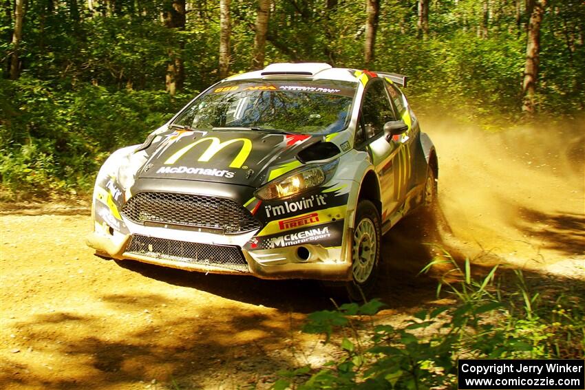 Ryan Booth / Nick Dobbs Ford Fiesta R5 at speed on SS10, Strawberrry Mountain II.