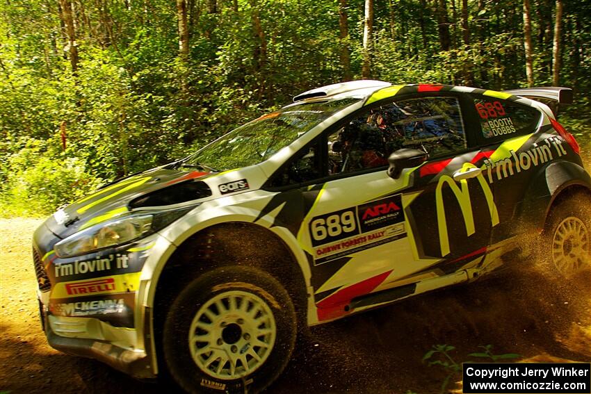 Ryan Booth / Nick Dobbs Ford Fiesta R5 at speed on SS10, Strawberrry Mountain II.