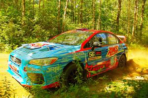 Jeff Seehorn / Matt James Subaru WRX STi at speed on SS10, Strawberrry Mountain II.