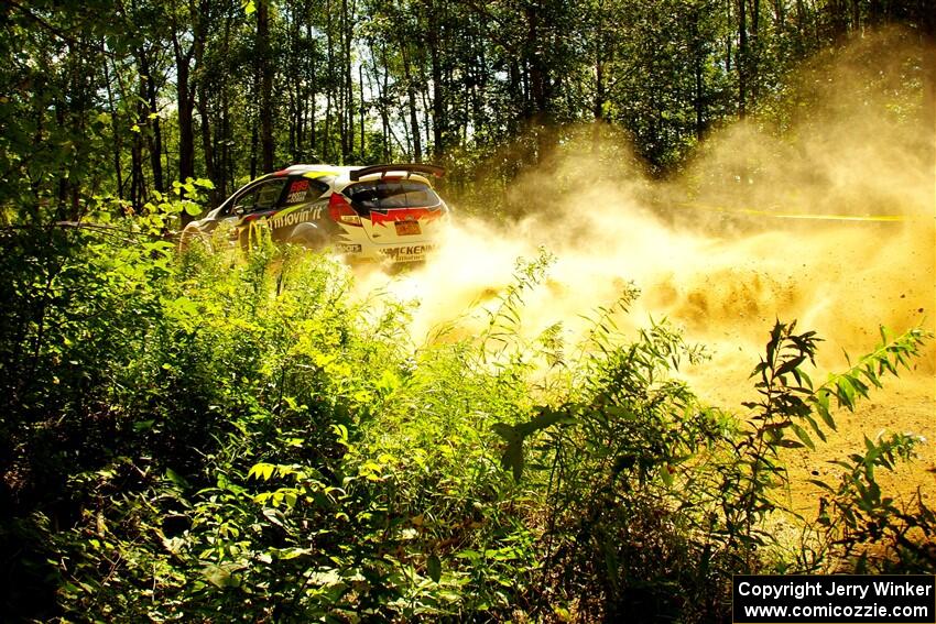 Ryan Booth / Nick Dobbs Ford Fiesta R5 at speed on SS10, Strawberrry Mountain II.