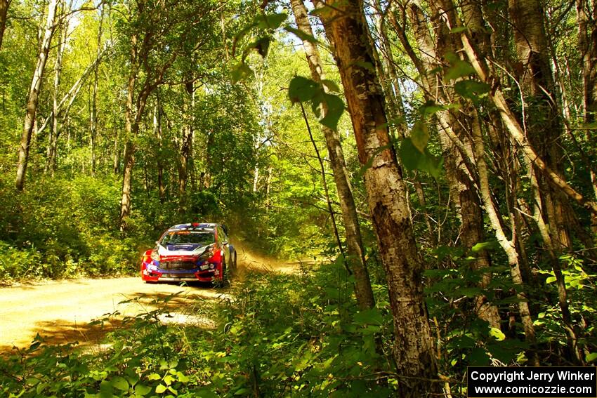 Piotr Fetela / Aris Mantopoulos Ford Fiesta Proto at speed on SS10, Strawberrry Mountain II.