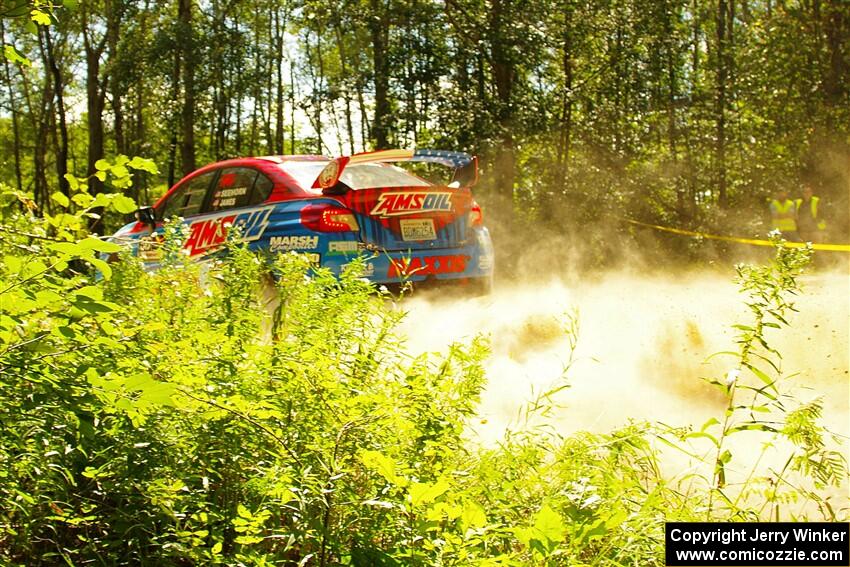 Jeff Seehorn / Matt James Subaru WRX STi at speed on SS10, Strawberrry Mountain II.