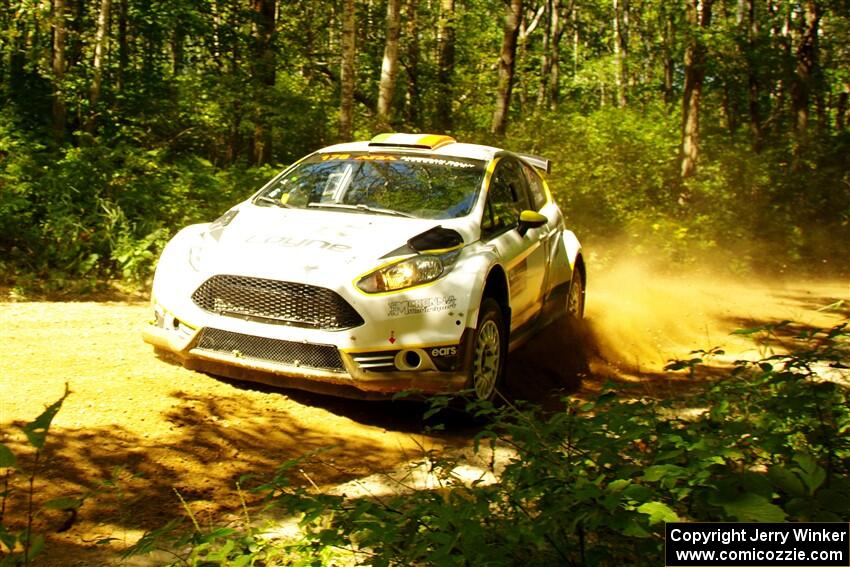 John Coyne / Ryan Dunham Ford Fiesta R5 at speed on SS10, Strawberrry Mountain II.