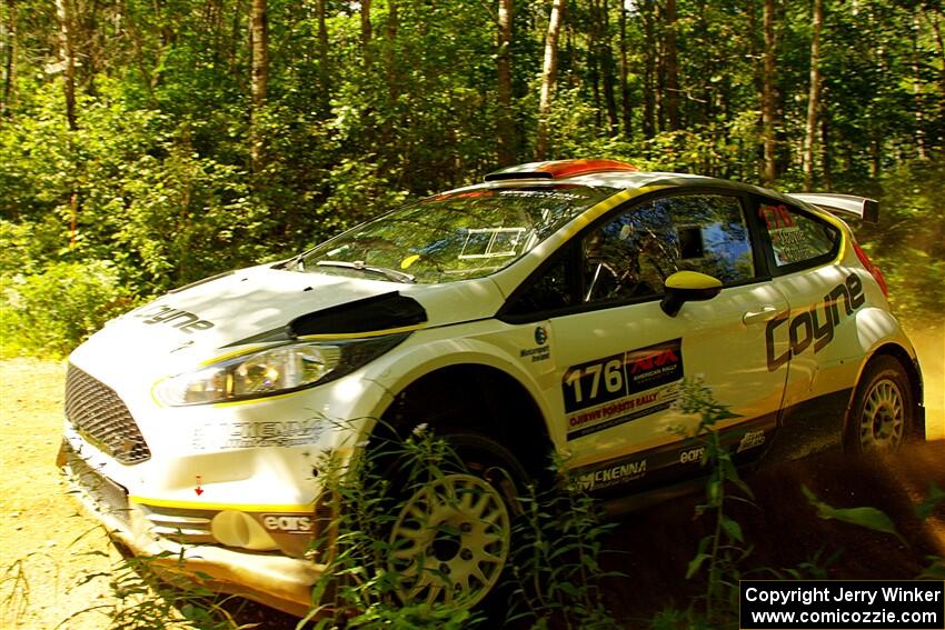 John Coyne / Ryan Dunham Ford Fiesta R5 at speed on SS10, Strawberrry Mountain II.