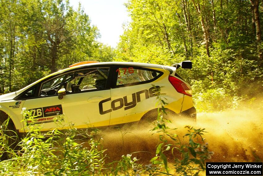 John Coyne / Ryan Dunham Ford Fiesta R5 at speed on SS10, Strawberrry Mountain II.