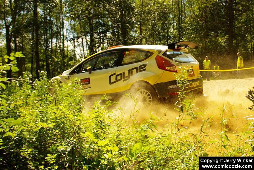 John Coyne / Ryan Dunham Ford Fiesta R5 at speed on SS10, Strawberrry Mountain II.