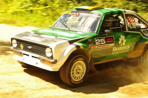 Seamus Burke / Martin Brady Ford Escort at speed on SS10, Strawberrry Mountain II.