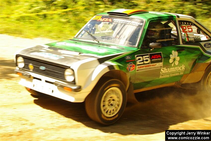 Seamus Burke / Martin Brady Ford Escort at speed on SS10, Strawberrry Mountain II.