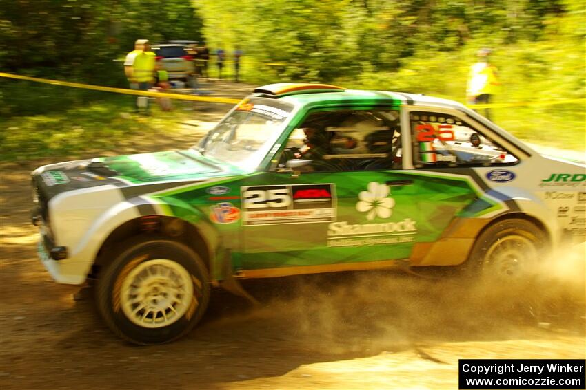 Seamus Burke / Martin Brady Ford Escort at speed on SS10, Strawberrry Mountain II.