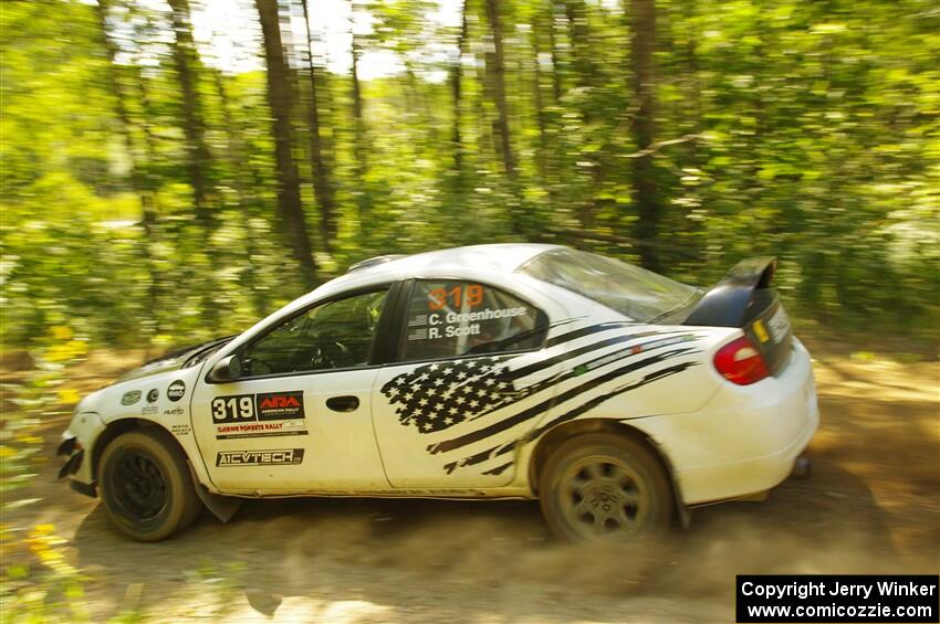 Chris Greenhouse / Ryan Scott Dodge SRT-4 at speed on SS10, Strawberrry Mountain II.