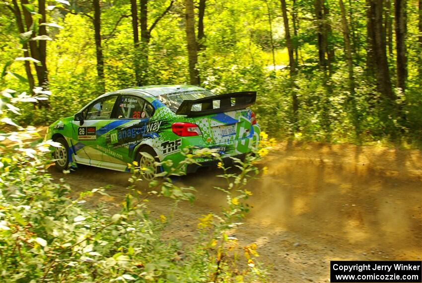 Rob Sanders / Boyd Smith Subaru WRX STi at speed on SS10, Strawberrry Mountain II.