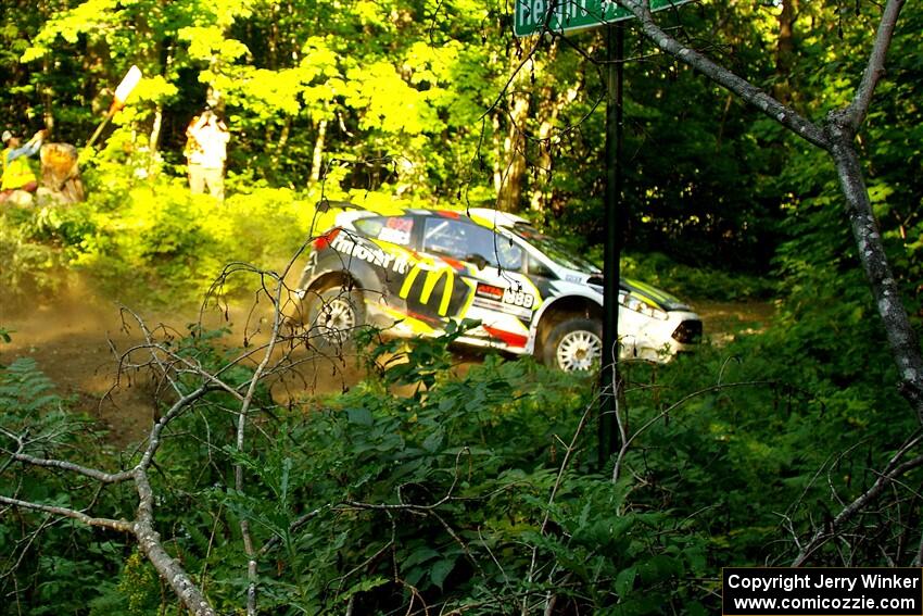 Ryan Booth / Nick Dobbs Ford Fiesta R5 slides sideways to a stop on SS14, Height O' Land III.