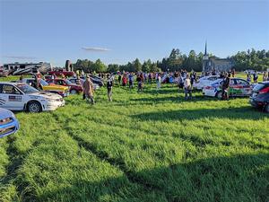 Rally cars on display after the event.