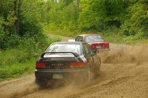 Gabe Jacobsohn / Zach Pfeil BMW 325e and Kristian Rue / Mark Rue Subaru Impreza 2.5RS on SS1, Steamboat I.