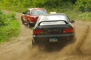 Gabe Jacobsohn / Zach Pfeil BMW 325e and Kristian Rue / Mark Rue Subaru Impreza 2.5RS on SS1, Steamboat I.