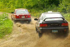 Gabe Jacobsohn / Zach Pfeil BMW 325e and Kristian Rue / Mark Rue Subaru Impreza 2.5RS on SS1, Steamboat I.