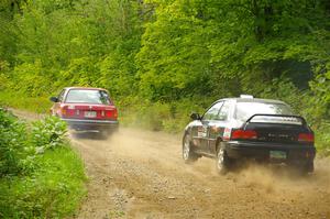 Gabe Jacobsohn / Zach Pfeil BMW 325e and Kristian Rue / Mark Rue Subaru Impreza 2.5RS on SS1, Steamboat I.