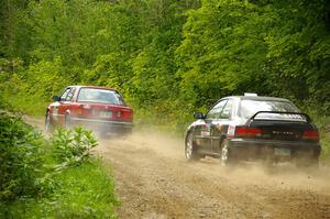 Gabe Jacobsohn / Zach Pfeil BMW 325e and Kristian Rue / Mark Rue Subaru Impreza 2.5RS on SS1, Steamboat I.