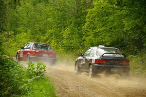 Gabe Jacobsohn / Zach Pfeil BMW 325e and Kristian Rue / Mark Rue Subaru Impreza 2.5RS on SS1, Steamboat I.