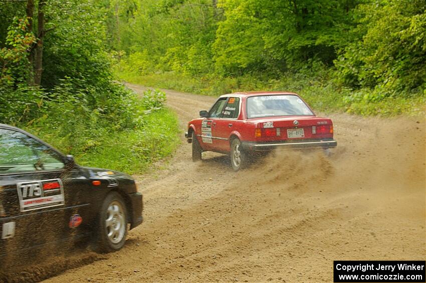 Gabe Jacobsohn / Zach Pfeil BMW 325e and Kristian Rue / Mark Rue Subaru Impreza 2.5RS on SS1, Steamboat I.