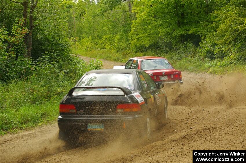 Gabe Jacobsohn / Zach Pfeil BMW 325e and Kristian Rue / Mark Rue Subaru Impreza 2.5RS on SS1, Steamboat I.